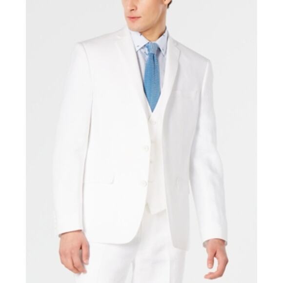 Bar III Men's Slim-Fit White 100% Linen Suit Jacket white 44R $360 - Picture 2 of 9